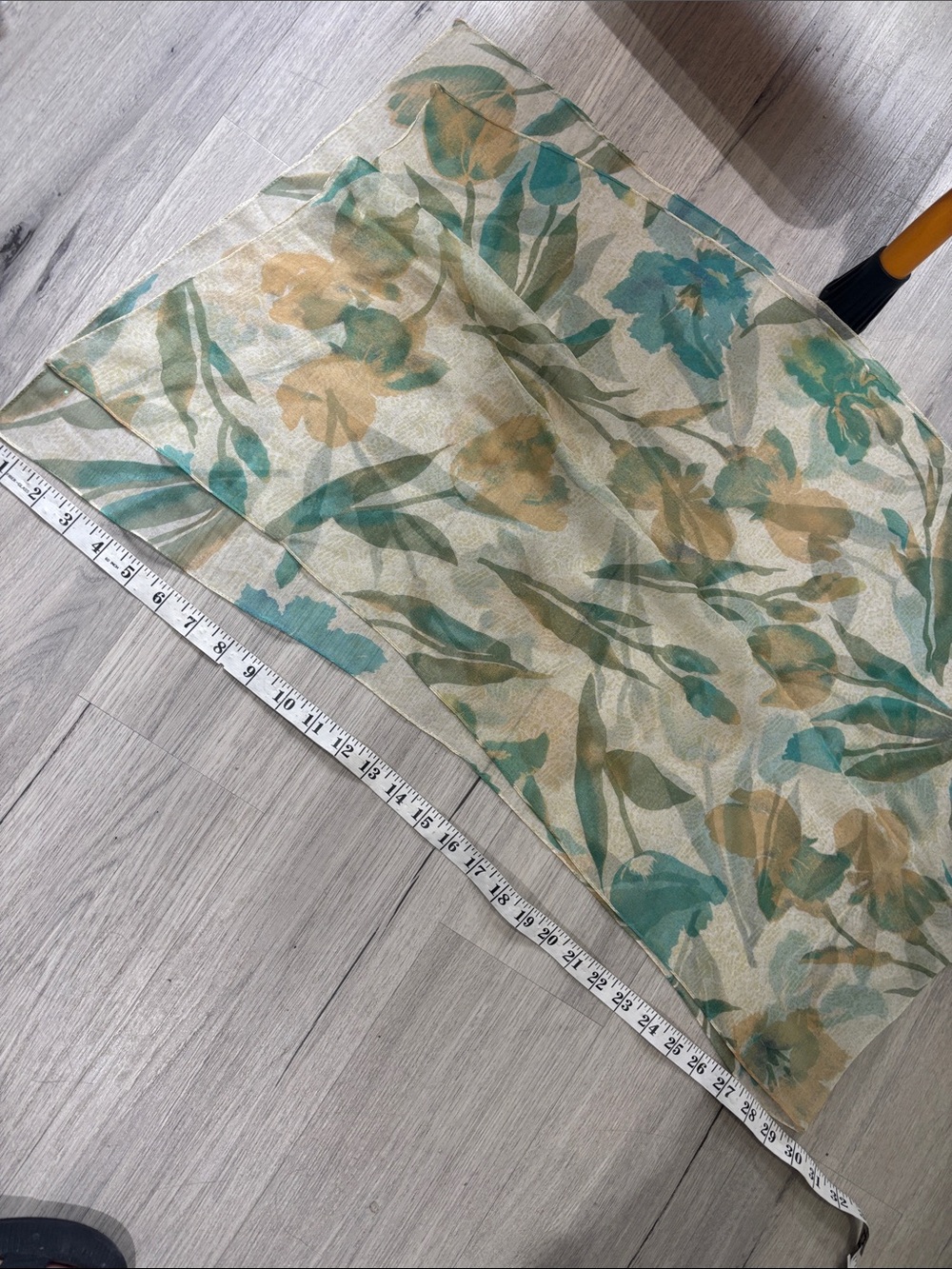 Sheer Floral Scarf in Green and Tan - Lightweight Women's Wrap - Picture 4 of 4